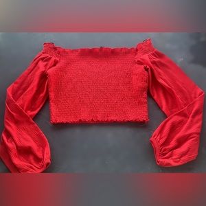 Red Off Shoulders Crop Top
